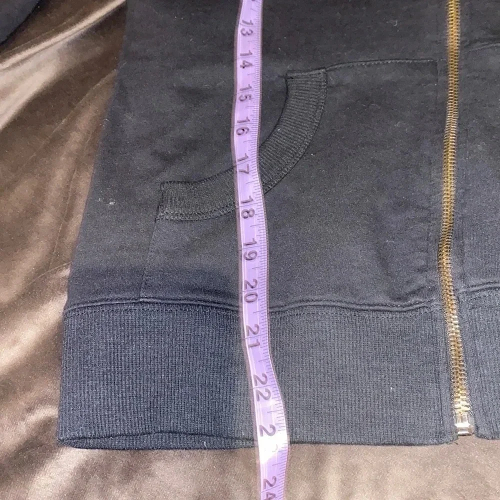 BCBG Maxazria  rhinestone logo black hoodie sweater Sz L - Picture 7 of 15